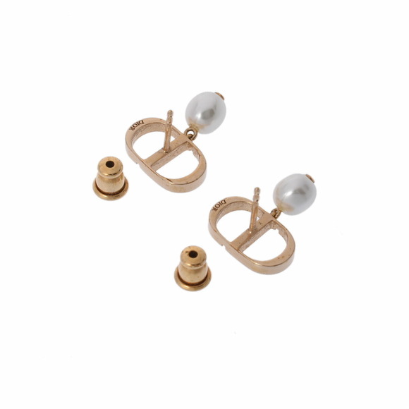 Dior PETIT CD Gold White Resin Pearl Earrings - Picture 6 of 7